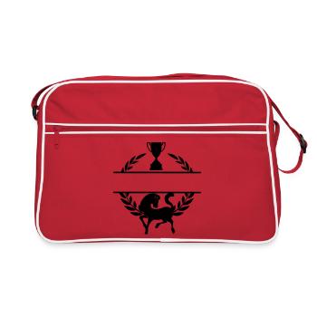 Horse in laurel wreath with cup - Retro Bag - red/white - Front