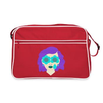 Frau Träne Blumen vintage Grafik - Retro Tasche - Rot/Weiß - Vorne