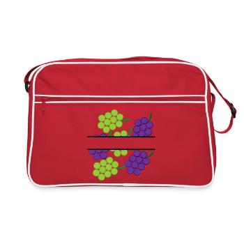 Raisins en bannière avec des raisins rouges et verts - Sac Retro - rouge/blanc - Devant