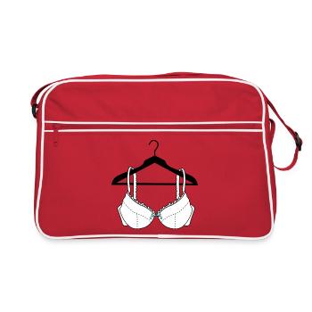 Bra white with blue bow on clothes hanger - Retro Bag - red/white - Front