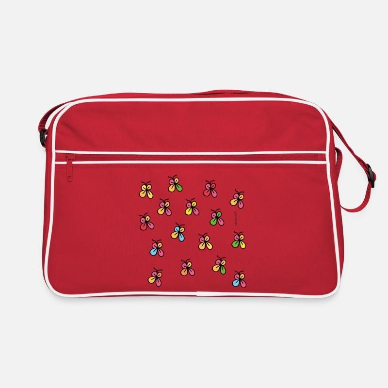 Neonschmetterlinge in schwarzer Silhouette Retro Tasche