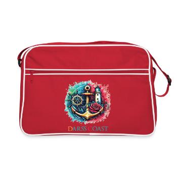 DarssCoast - Wellen Möwe Anker Grafik - Retro Tasche - Rot/Weiß - Vorne