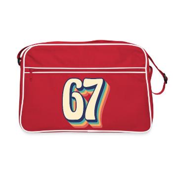Vintage Retro T-Shirt Nummer 67 Sixty Seven - Retro Tasche - Rot/Weiß - Vorne