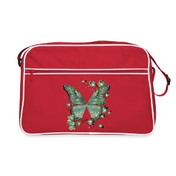 Ailes de papillon à l’aquarelle verdâtre - Sac Retro - rouge/blanc - Devant