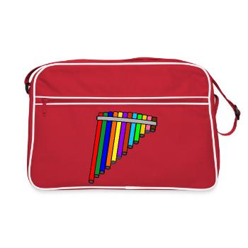 Panflöte farbig - Retro Tasche - Rot/Weiß - Vorne