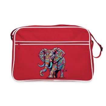 Elefant - Retro Tasche - Rot/Weiß - Vorne