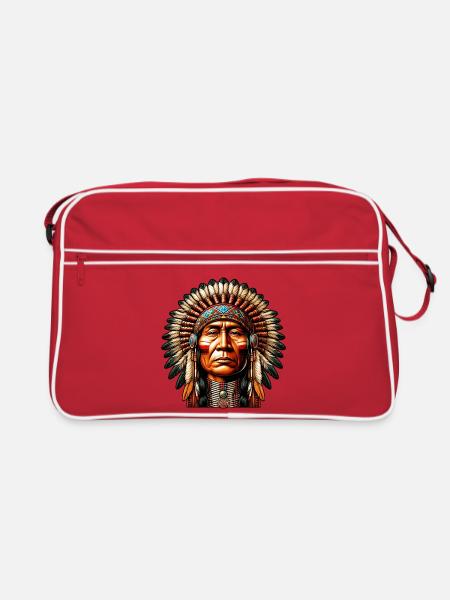 Amérindien Peau rouge d’Amérique - Sac Retro - rouge/blanc - Devant