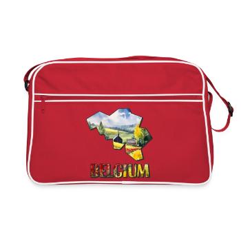 Carte à l’aquarelle de la Belgique - Sac Retro - rouge/blanc - Devant