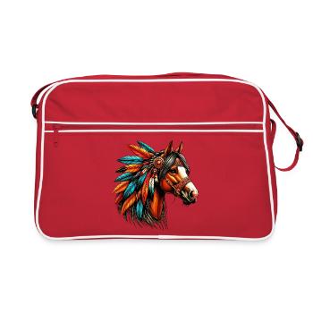 Cheval amérindien Indiens d’Amérique - Sac Retro - rouge/blanc - Devant