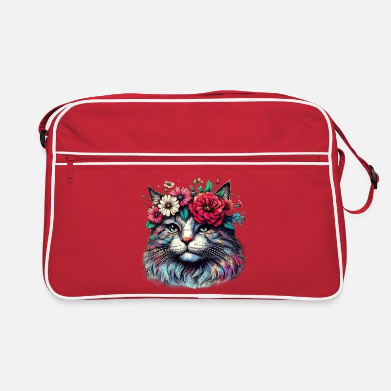 Chat avec des fleurs Sac Retro