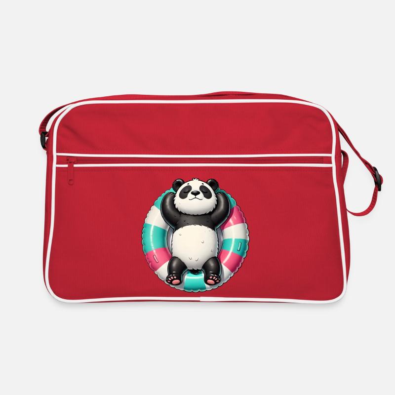 A relaxed panda on a swimming ring Retro Bag