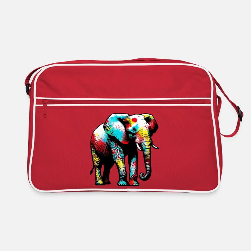 Elefant - Retro Tasche - Rot/Weiß