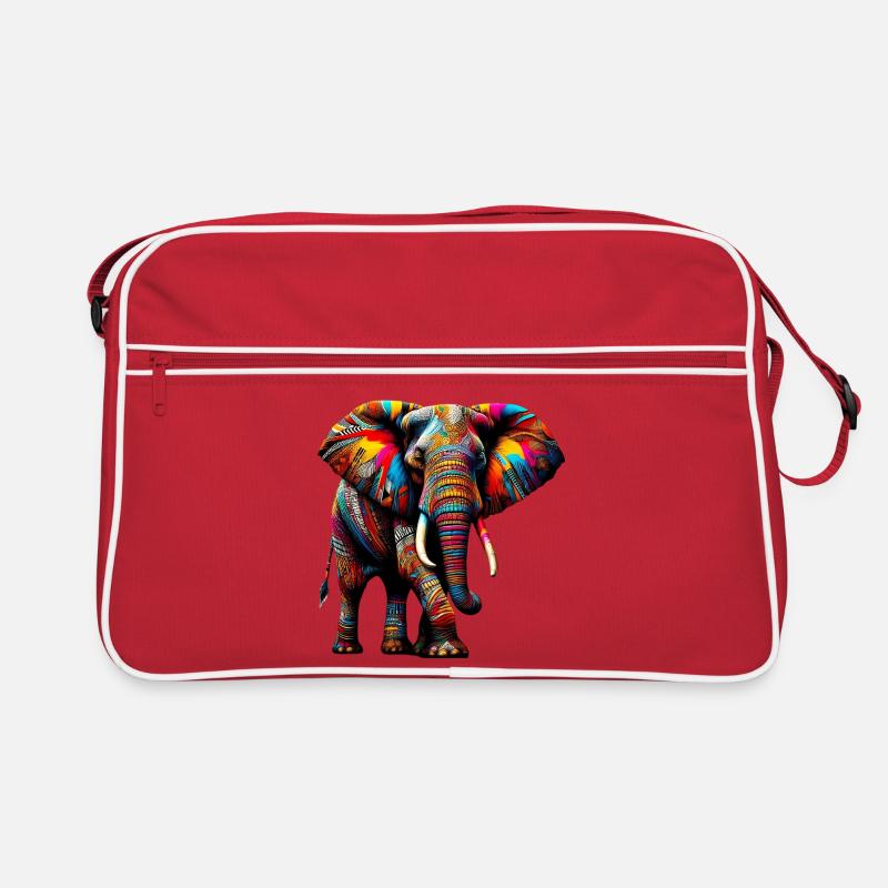 Elefant - Retro Tasche - Rot/Weiß