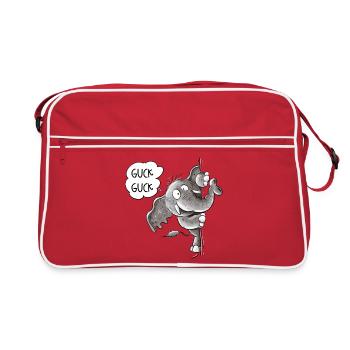 Drolliger Elefant Tiermotiv Wildtier Elefanten - Retro Tasche - Rot/Weiß - Vorne