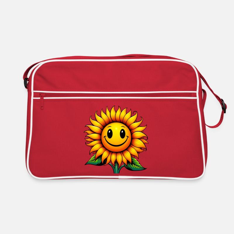 Sonnenblume - Retro Tasche - Rot/Weiß