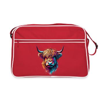 Vache écossaise des Highlands - Sac Retro - rouge/blanc - Devant