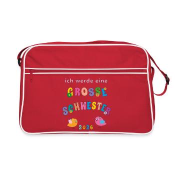 große Schwester 2026 - Retro Tasche - Rot/Weiß - Vorne