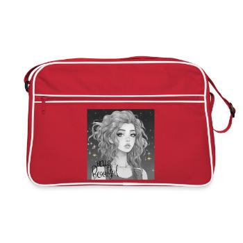 Hello Beautiful - Retro Tasche - Rot/Weiß - Vorne