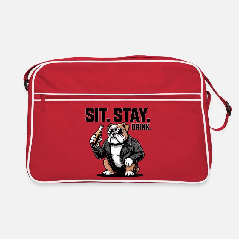 Sitz Bleib Trink Bulldoggenbier Retro Tasche