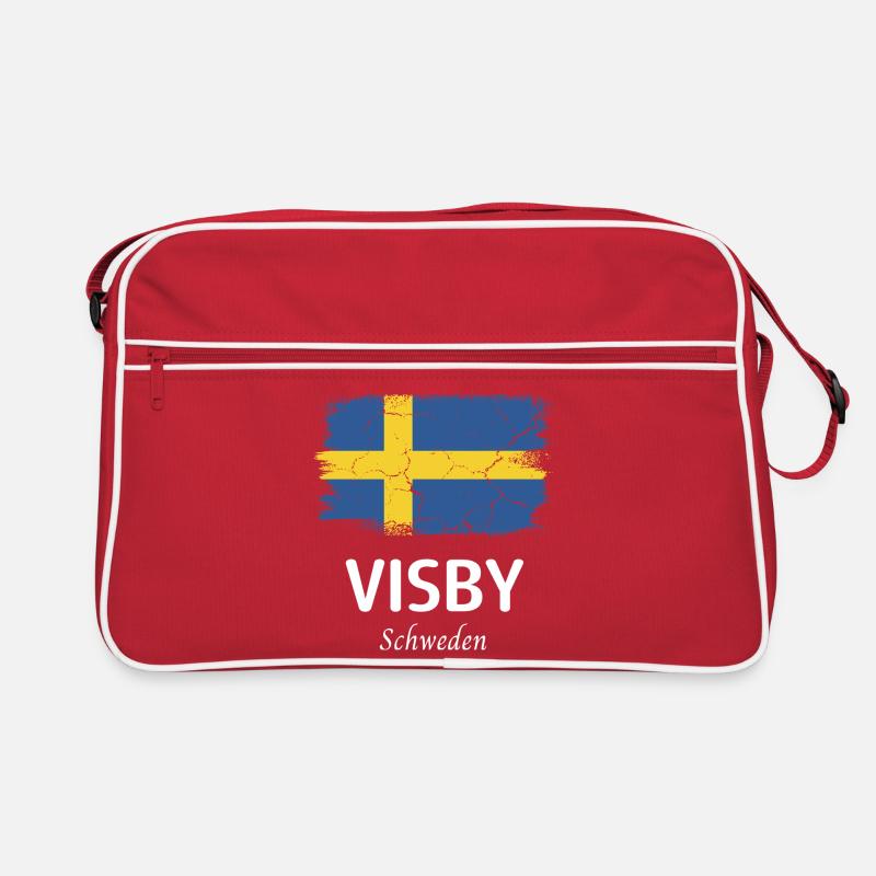 Visby - Retro Tasche - Rot/Weiß