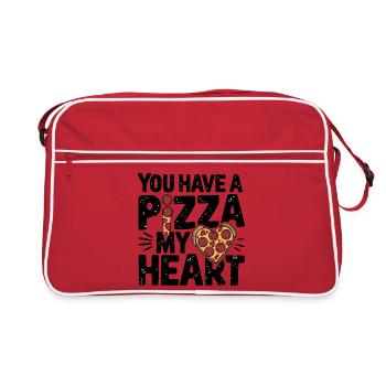 Pizza Liebe Herz Lustiger Essensliebhaber - Retro Tasche - Rot/Weiß - Vorne