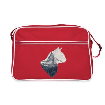 Matterhorn Katze Doppelbelichtung - Retro Tasche - Rot/Weiß - Vorne
