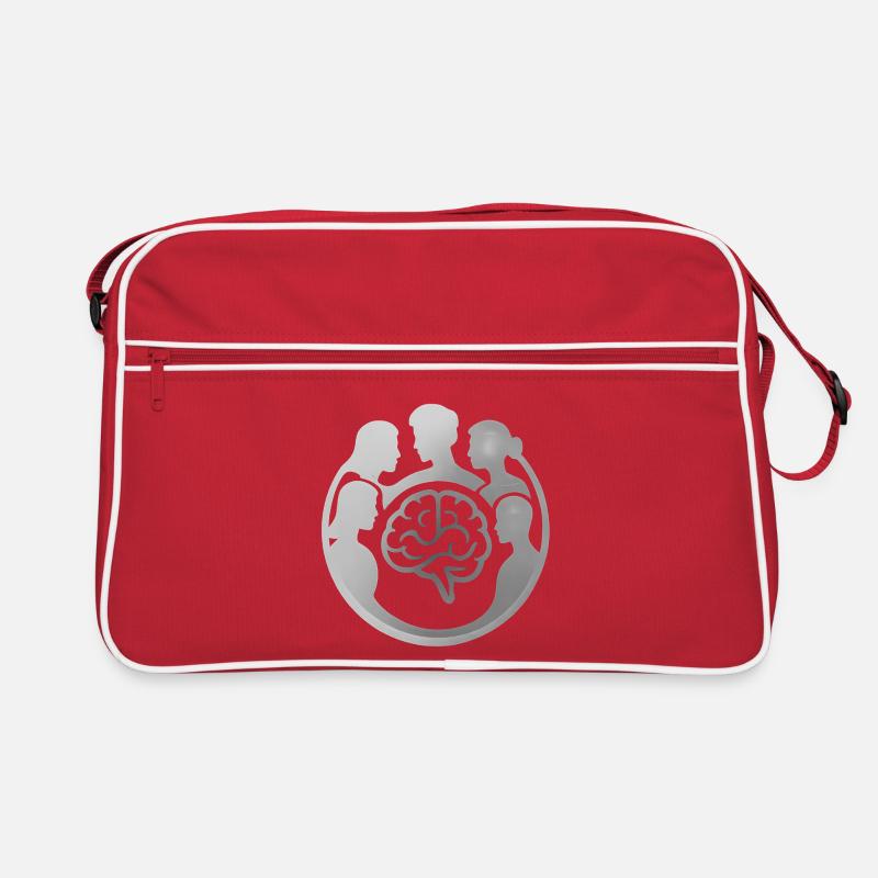 Gehirn im Kreis der Köpfe Retro Tasche