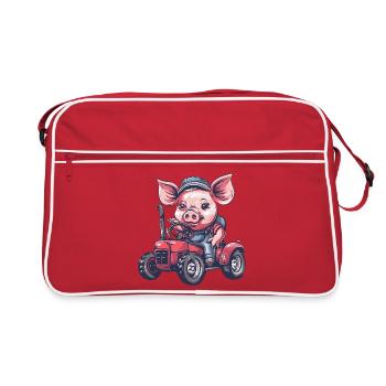 Éleveur de tracteurs porcins - Sac Retro - rouge/blanc - Devant