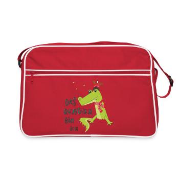 Rentier-Alligator Weihnachtsspaß - Retro Tasche - Rot/Weiß - Vorne