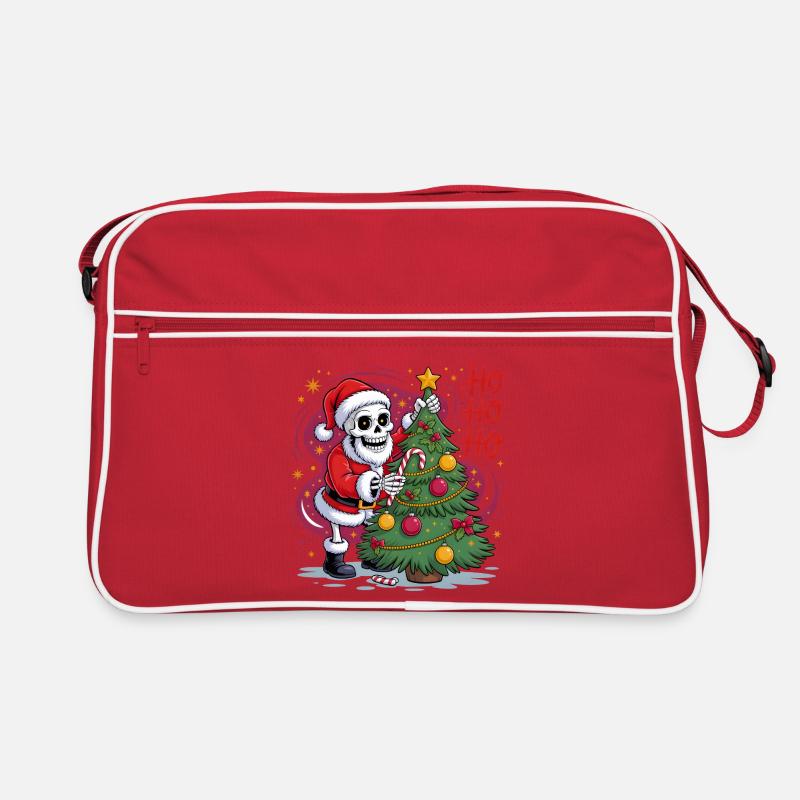 Skeleton Santa decorates tree Retro Bag
