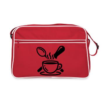 Porta-filtre Barista Logo Steam Vector - Sac Retro - rouge/blanc - Devant