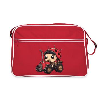 Marienkäfer Traktor Farmer - Retro Tasche - Rot/Weiß - Vorne