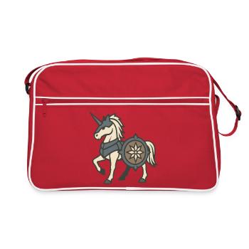 Gepanzerter Ritter-Einhorn mit Schild und Wappen - Retro Tasche - Rot/Weiß - Vorne