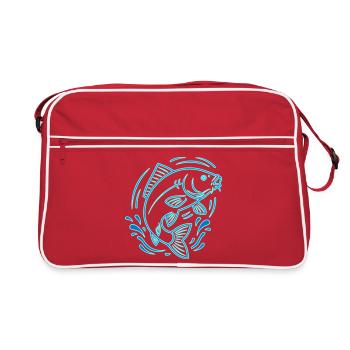 Vecteur de contour de la pêche au poisson carpe néon - Sac Retro - rouge/blanc - Devant