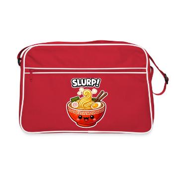 Kawaii Ramen Smiling Bowl - Retro Bag - red/white - Front