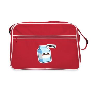 Kawaii Milchcarton Sticker Design - Retro Tasche - Rot/Weiß - Vorne