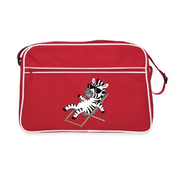 Zebra in deck chair with sunglasses - Retro Bag - red/white - Front
