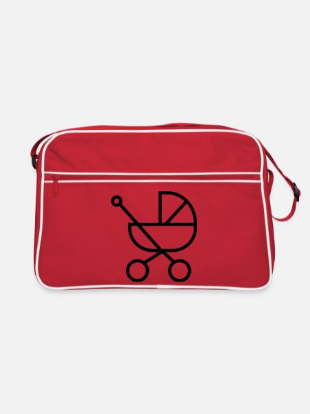 Kinderwagen - Retro Tasche - Rot/Weiß - Vorne