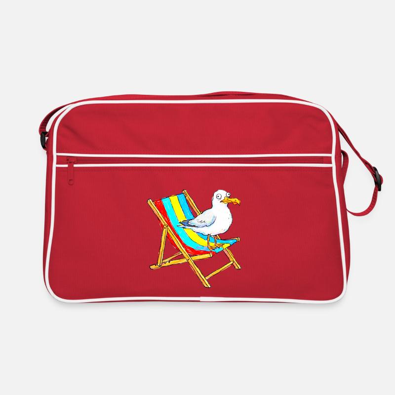 Mouette sur chaise de plage colorée Sac Retro