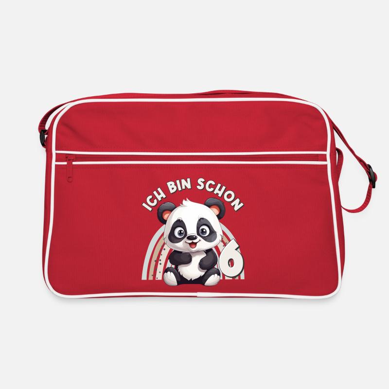 6e anniversaire panda arc-en-ciel mignon mignon Sac Retro