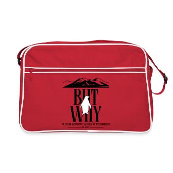 But Why Penguin Meme Minimalist Art - Retro Bag - red/white - Front