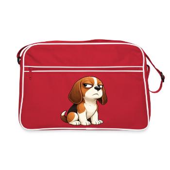 Arrogant Beagle Cartoon Dog Comic Snapped - Retro Bag - red/white - Front