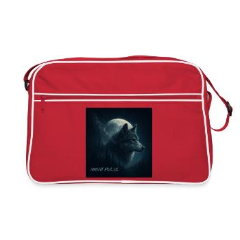 Der Wolf in der Monddämmerung - Retro Tasche - Rot/Weiß - Vorne