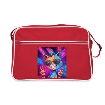 Frankensteen : Cyberpunk Kitty - Sac Retro - rouge/blanc - Devant
