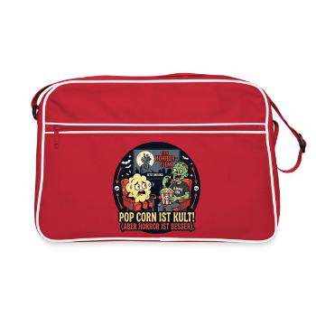 Popcorn Horror Film Lustiger Vergleich - Retro Tasche - Rot/Weiß - Vorne