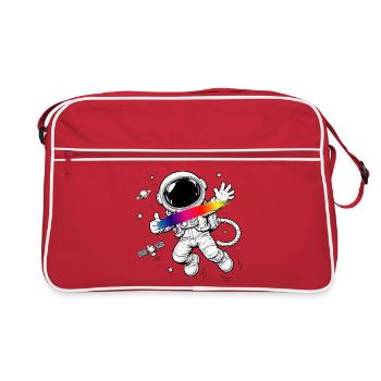 Astronaut Rainbow Splash Space Design - Retro Bag - red/white - Front