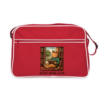 Silent Book Club Cat - Retro Bag - red/white - Front