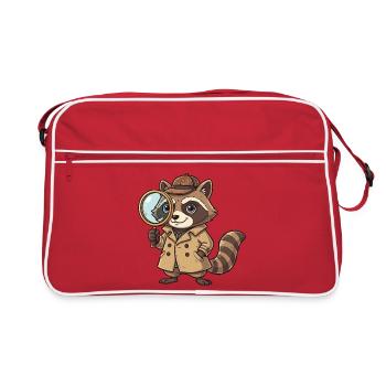 Détective raton laveur à la loupe - Sac Retro - rouge/blanc - Devant
