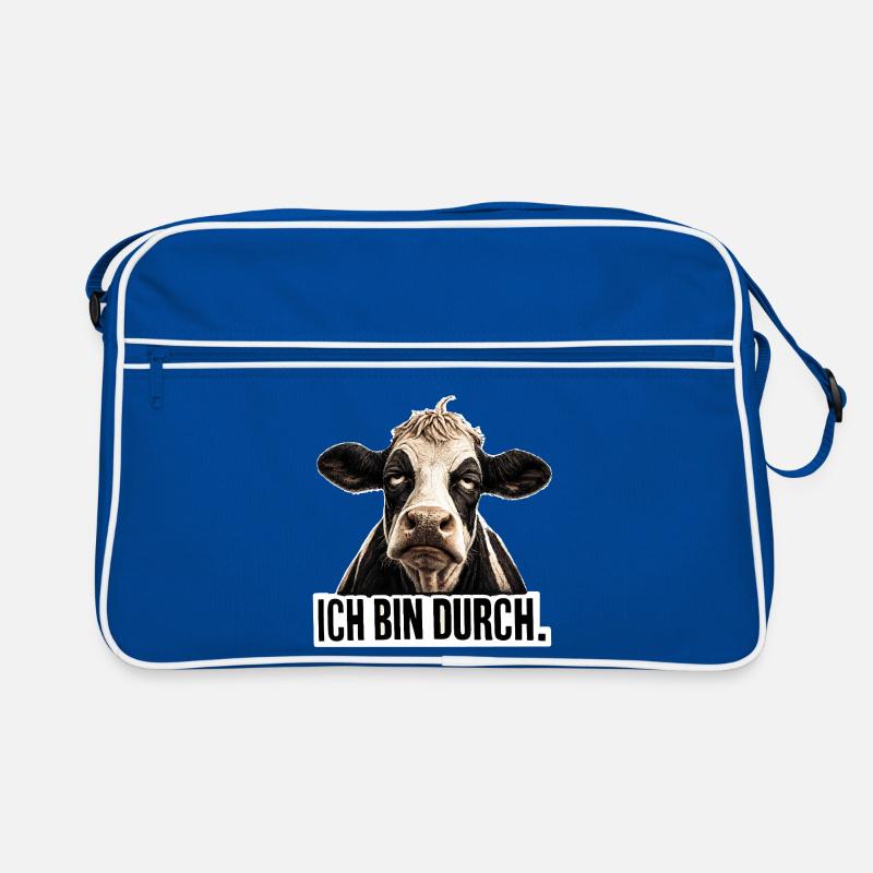 Ich Bin Durch Kuh Humor Motiv Retro Tasche