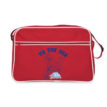 To the Sea: Turtle on the Beach - Retro Bag - red/white - Front